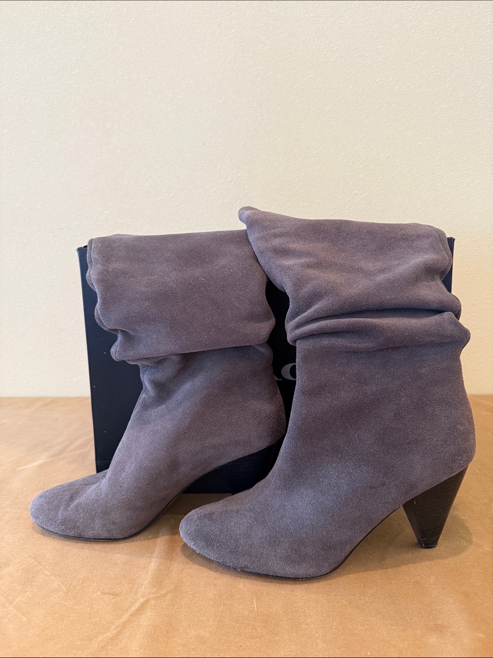 Coach Gray Suede Slouch Knee Boots - Picture 2 of 3